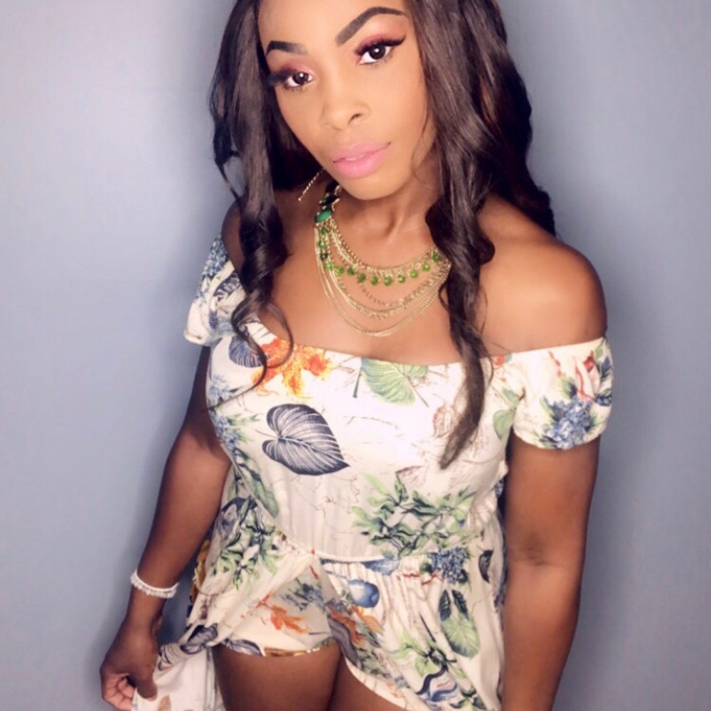 Floral print romper with maxi overlay
